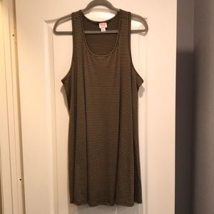 Dark Green & Olive Striped Dress